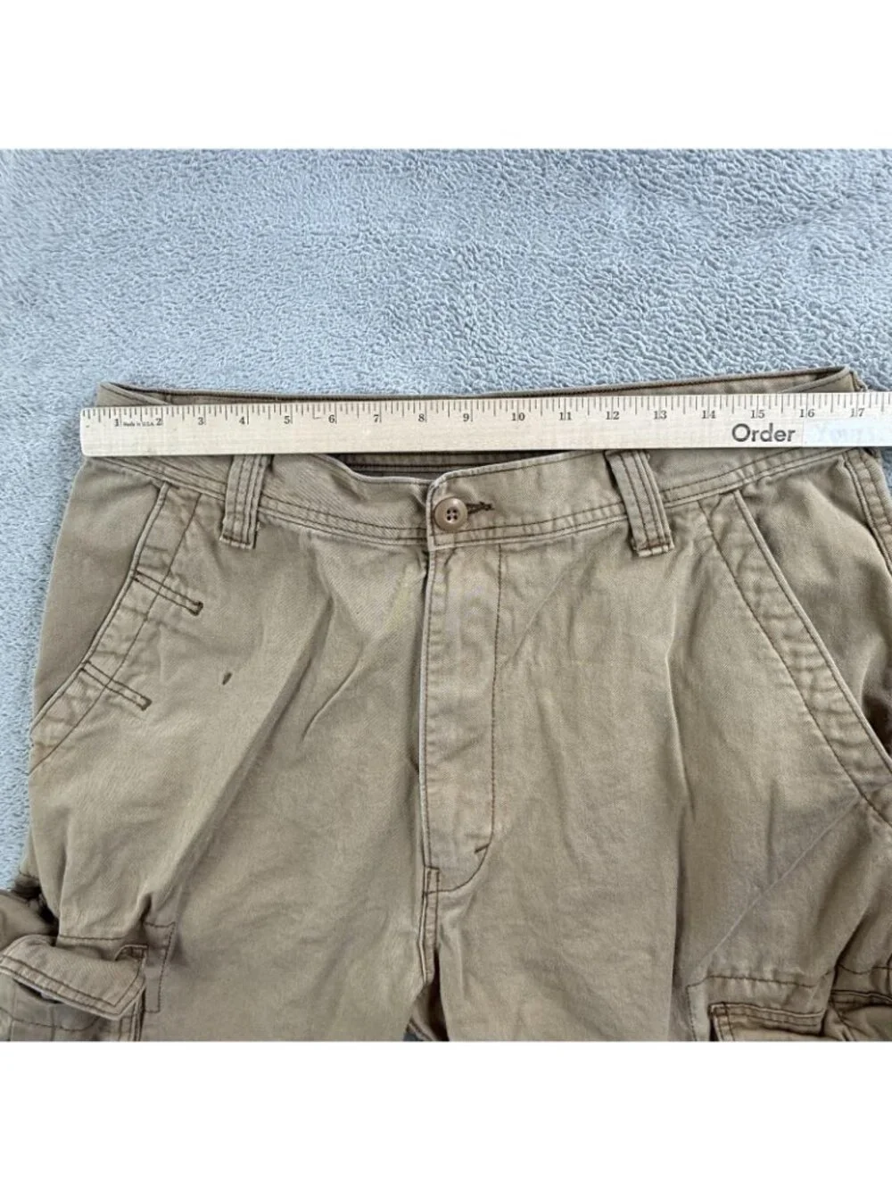 Vintage 701 Levis Cargo Pants Mens 34x34 Beige Loose Straight Relaxed Workwear